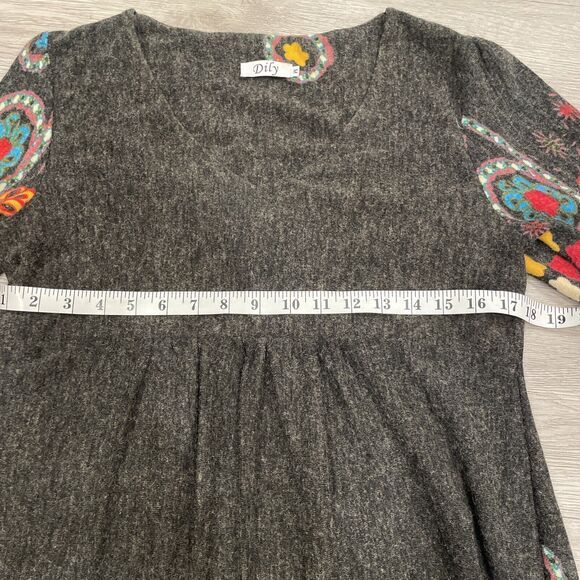 Womens Sweater Dress Medium Floral Boho Chic Artsy Modest Casual Comfort - Picture 4 of 7